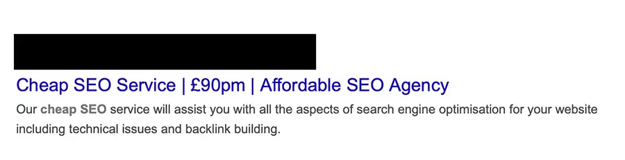 seo pricing - very cheap, be aware