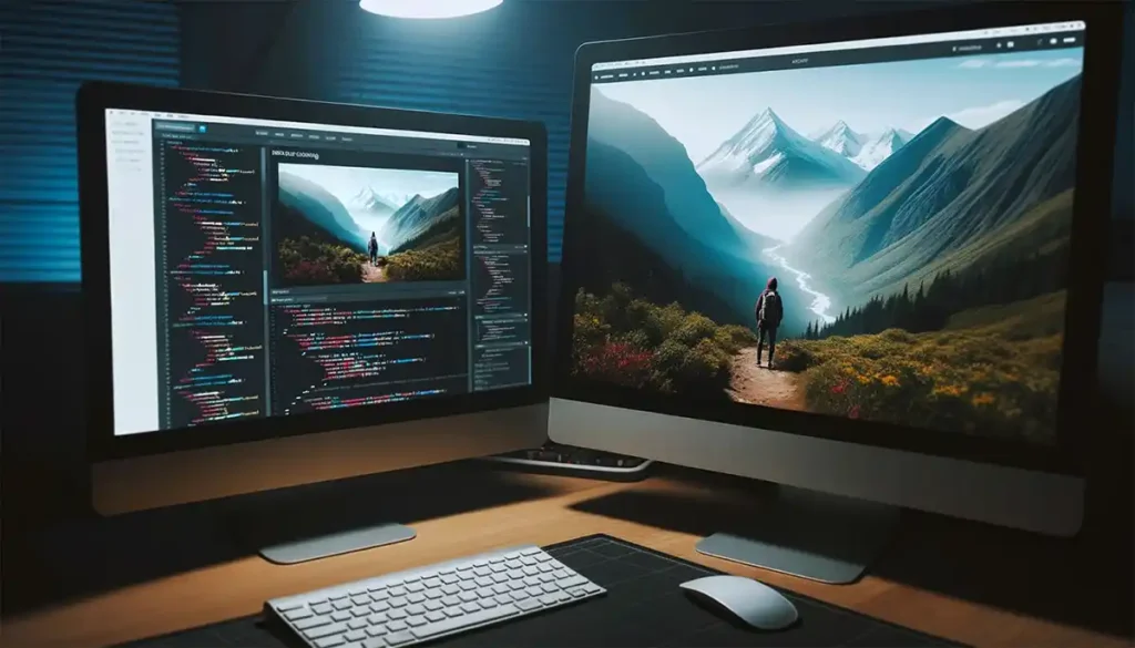 parallax scrolling website design on desk