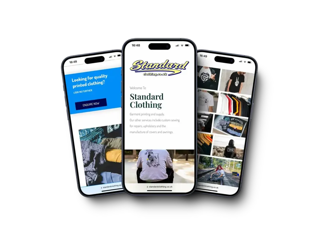 standard clothing mobile website