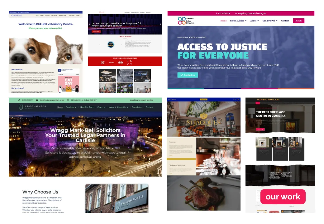our work - a section of images from website we have created